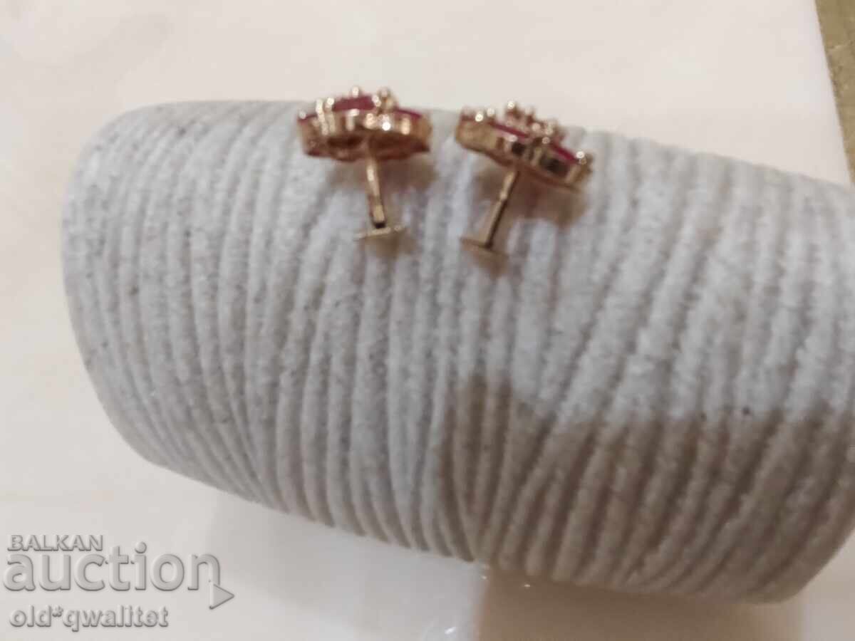 Earrings, very very beautiful, Ruby gold plated - 7 Earrings, very very beautiful, Ruby gold plated - 7
