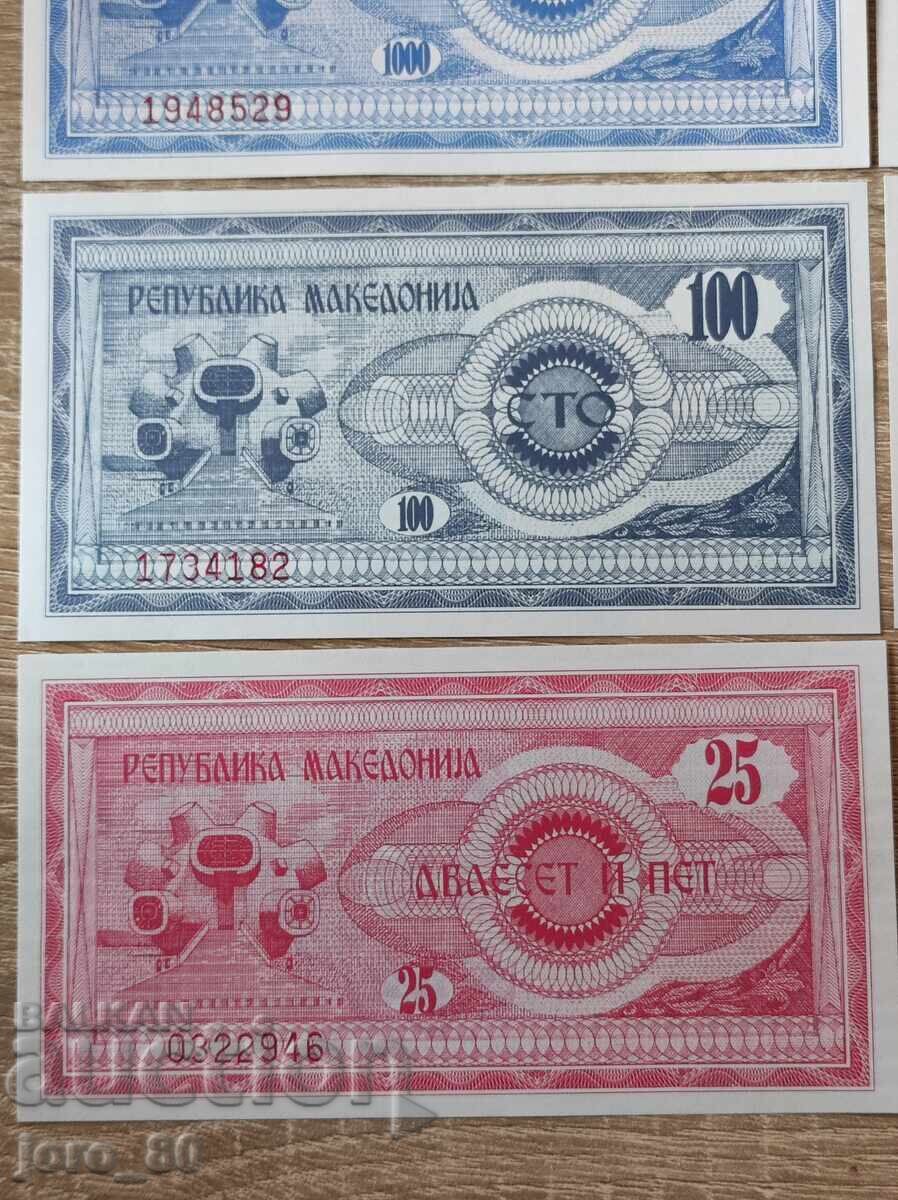 Пълен лот банкноти 1992 година Република Македония - денари - 5
