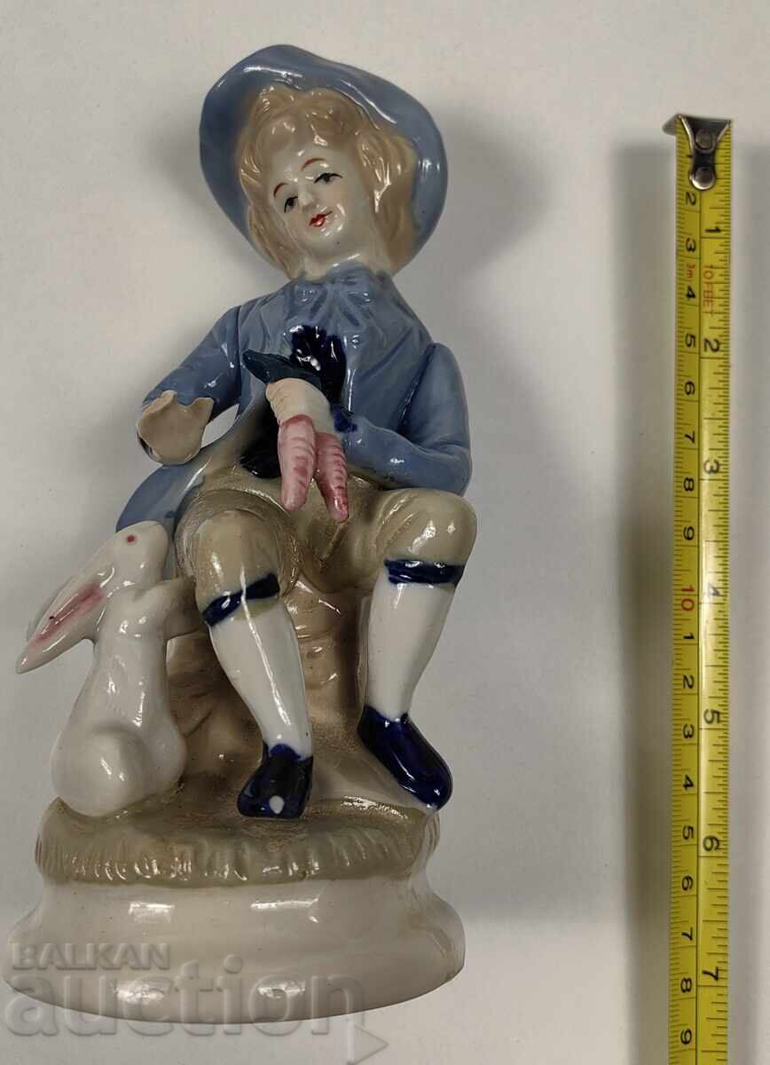 BOY RABBIT CARROT PORCELAIN FIGURE PORCELAIN STATUETTE - 6 BOY RABBIT CARROT PORCELAIN FIGURE PORCELAIN STATUETTE - 6