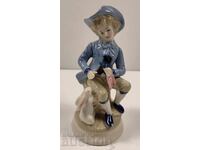 BOY RABBIT CARROT PORCELAIN FIGURE PORCELAIN STATUETTE