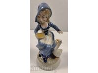 WOMAN BIRD DUCK PORCELAIN FIGURE STATUETTE PORCELAIN