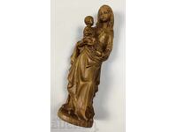 VIRGIN MARY JESUS LARGE WOODEN FIGURE STATUETTE WOOD CARVING