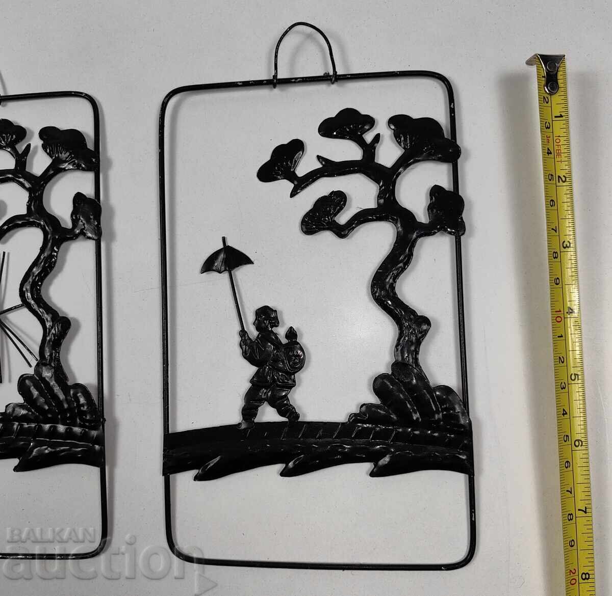 Auction TWO CHINESE WALL PANELS METAL PANEL CHINA Auction TWO CHINESE WALL PANELS METAL PANEL CHINA