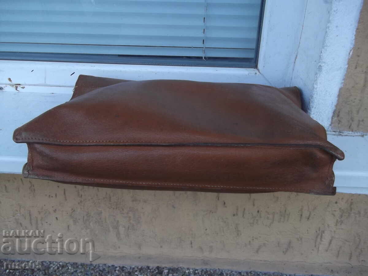 Auction  Genuine leather bag from the early socialist era