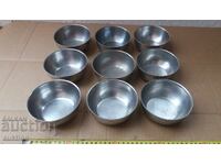 TRAY SET - CHROME CARAMEL CREAM CUPS - MILITARY 9 PCS