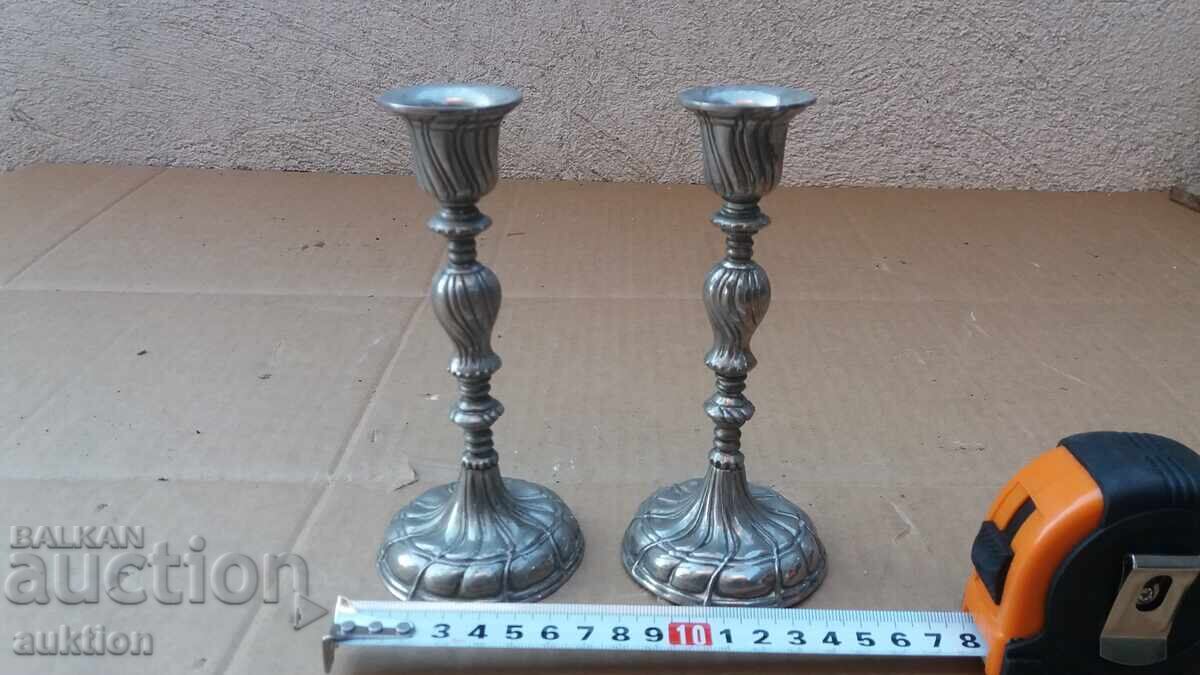 SET OF TWO SOLID SILVER-PLATED CANDLEHOLDERS with price 29.99 BGN | € 15.33 SET OF TWO SOLID SILVER-PLATED CANDLEHOLDERS with price 29.99 BGN | € 15.33
