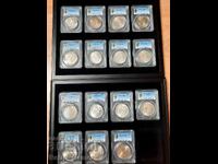 Collection of 15 US silver dollars, PCGS MS64