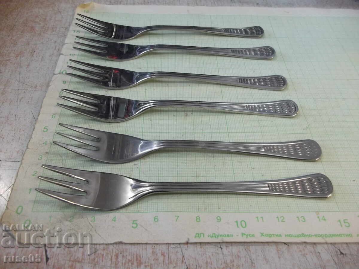 Auction Lot of 6 pcs. "Perla" forks from the "P.Denev-Gabrovo" factory - 1 Auction Lot of 6 pcs. "Perla" forks from the "P.Denev-Gabrovo" factory - 1