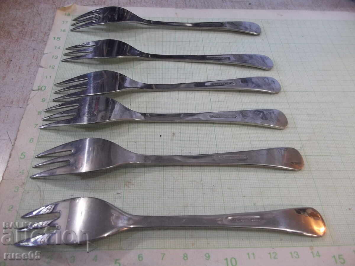 Lot of 6 pcs. "Perla" forks from the "P.Denev-Gabrovo" factory - 1 - 5 Lot of 6 pcs. "Perla" forks from the "P.Denev-Gabrovo" factory - 1 - 5