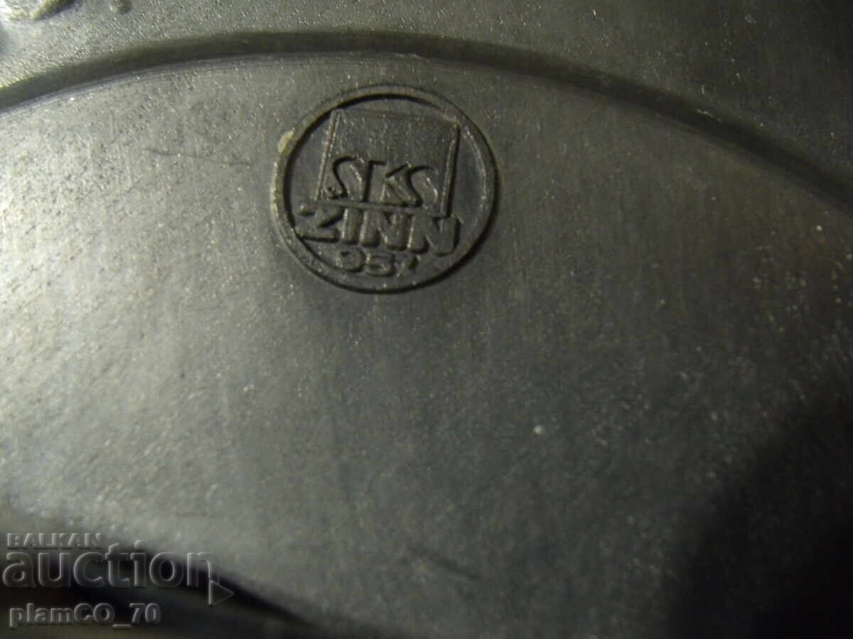 №*7840 old metal / tin table clock - SKS ZINN - 7 №*7840 old metal / tin table clock - SKS ZINN - 7