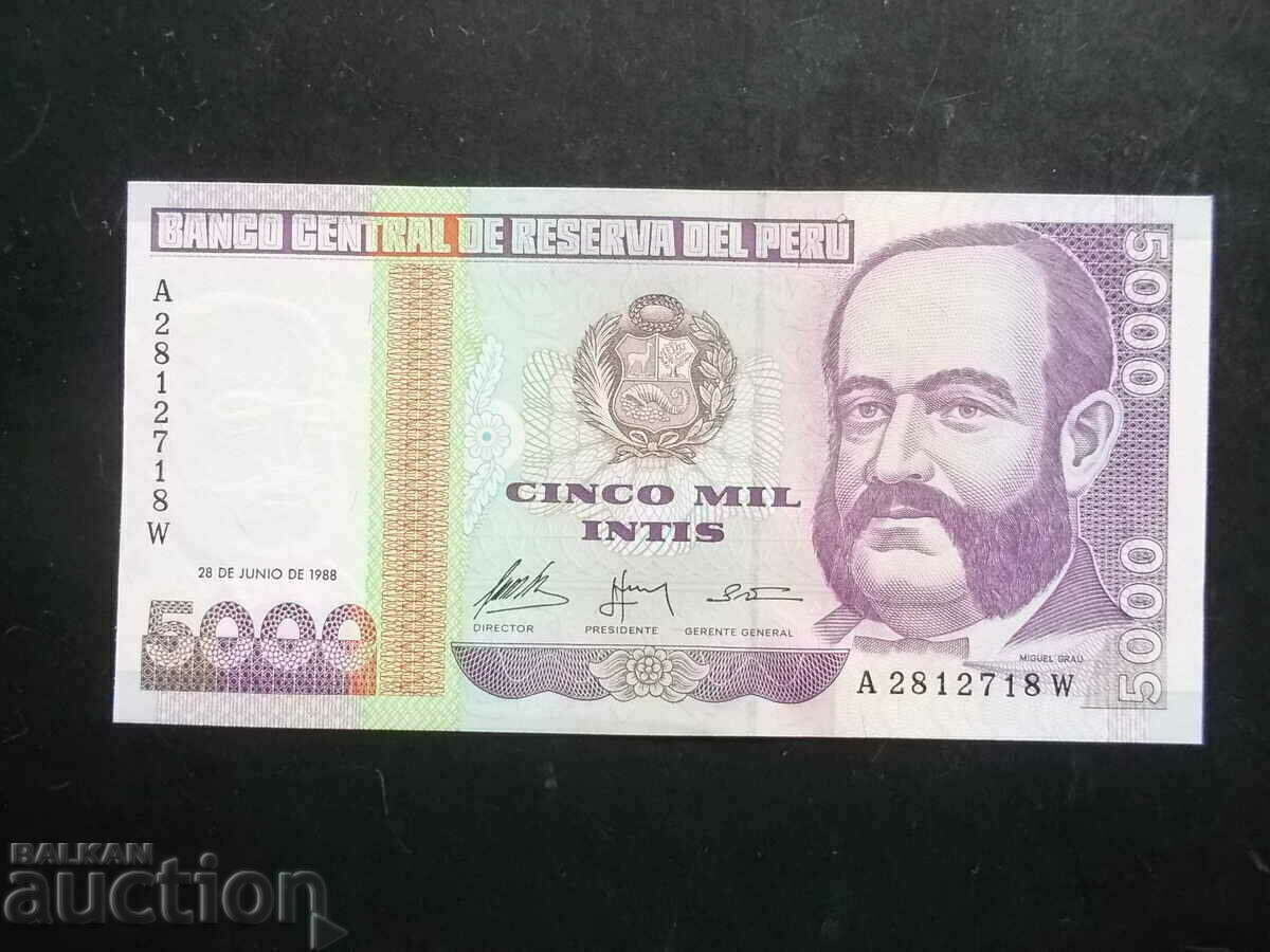 PERU, 5000 soles, 1988, UNC
