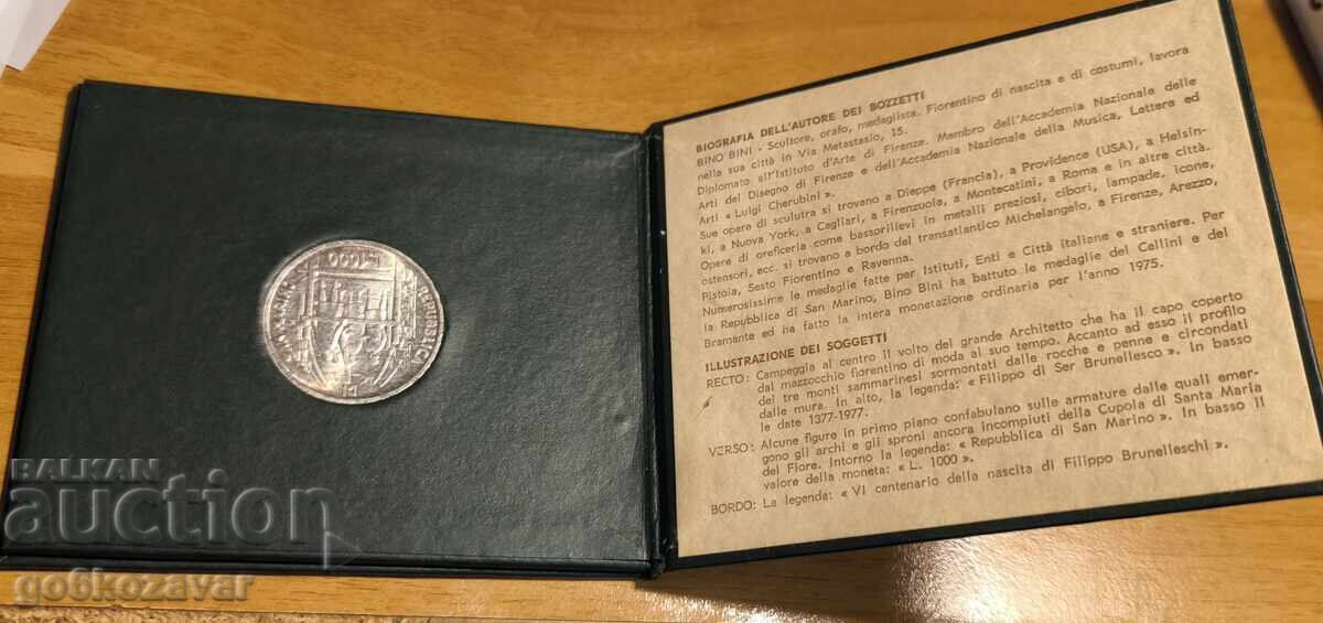 Παράδοση San Marino 1000 Lira 1977 Silver UNC Παράδοση San Marino 1000 Lira 1977 Silver UNC