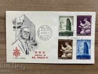 Vatican - Plic pentru prima zi - Papa Paul al VI-lea la Organizația Națiunilor Unite (1965)