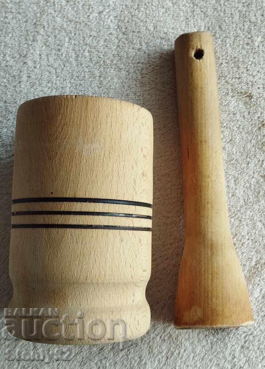 Old wooden mortar made of beech wood Old wooden mortar made of beech wood