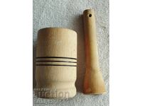 Old wooden mortar made of beech wood