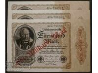 3 x 1 billion German marks, 1923, mark, Germany, aUNC