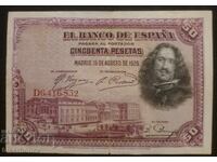 50 pesetas Spain 1928, 50 pesetas Spain, 1928, VF