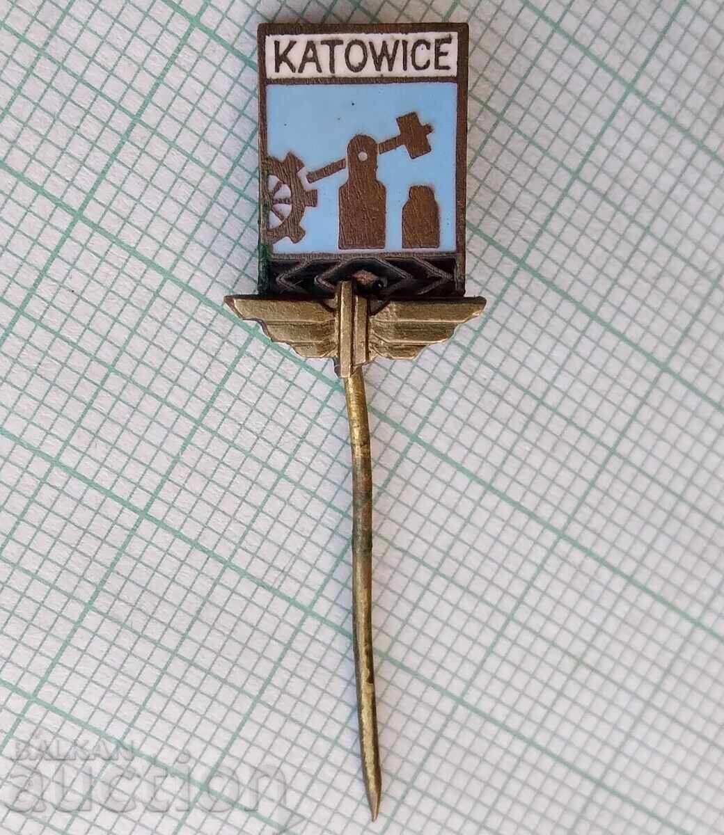 17858 Badge - coat of arms of the city of Katowice Poland - bronze enamel with price 3.00 BGN | € 1.53 17858 Badge - coat of arms of the city of Katowice Poland - bronze enamel with price 3.00 BGN | € 1.53