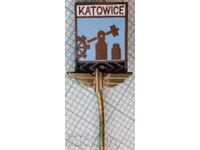 17858 Badge - coat of arms of the city of Katowice Poland - bronze enamel