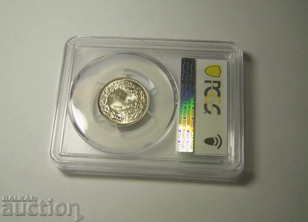 Auction  Switzerland 1 Franc 1964 MS66 PCGS