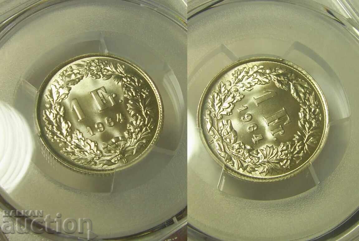 Delivery of Switzerland 1 Franc 1964 MS66 PCGS