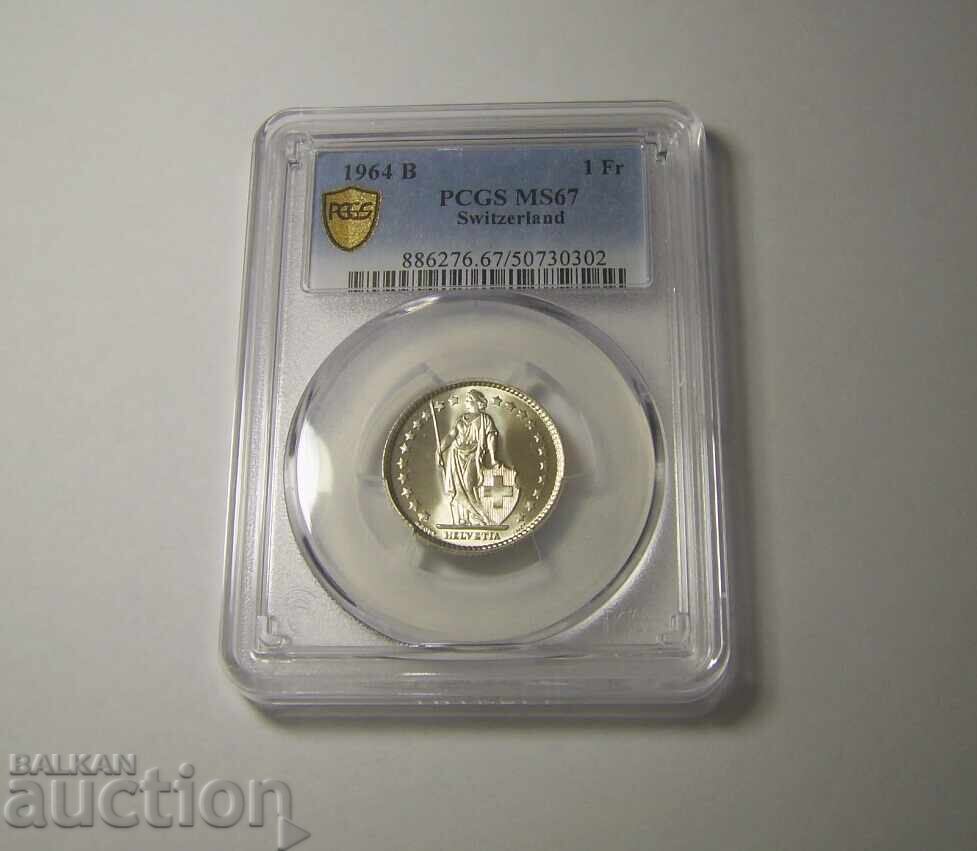 Switzerland 1 Franc 1964 MS67 PCGS with price 180.00 BGN | € 92.03 Switzerland 1 Franc 1964 MS67 PCGS with price 180.00 BGN | € 92.03