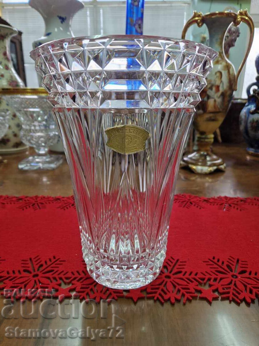 Auction  Beautiful antique Belgian crystal vase Val Saint Lamb