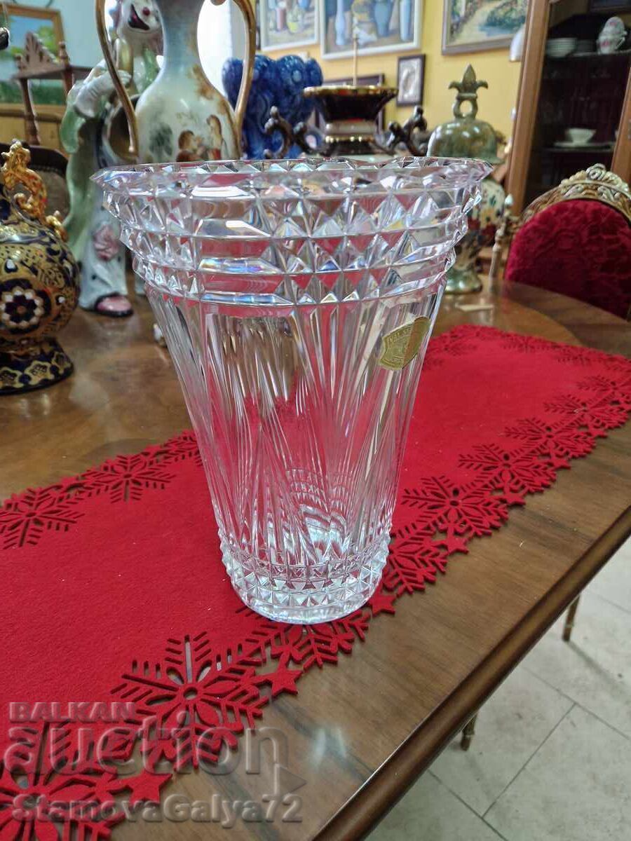 Beautiful antique Belgian crystal vase Val Saint Lamb - 5