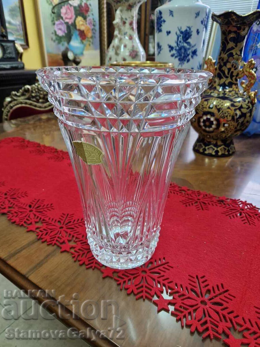 Beautiful antique Belgian crystal vase Val Saint Lamb - 6