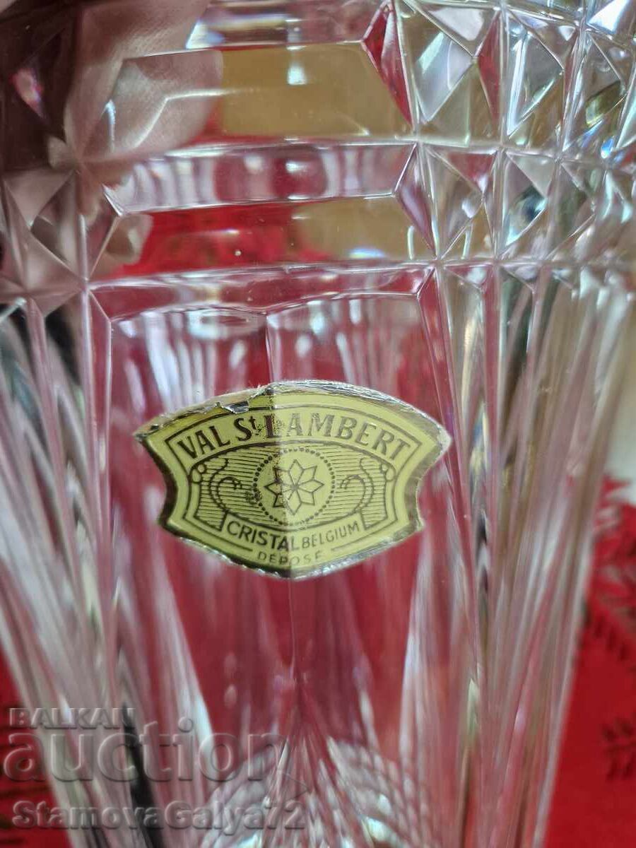 Beautiful antique Belgian crystal vase Val Saint Lamb - 7