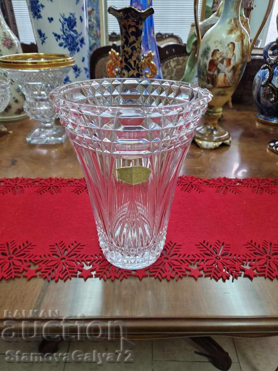 Beautiful antique Belgian crystal vase Val Saint Lamb