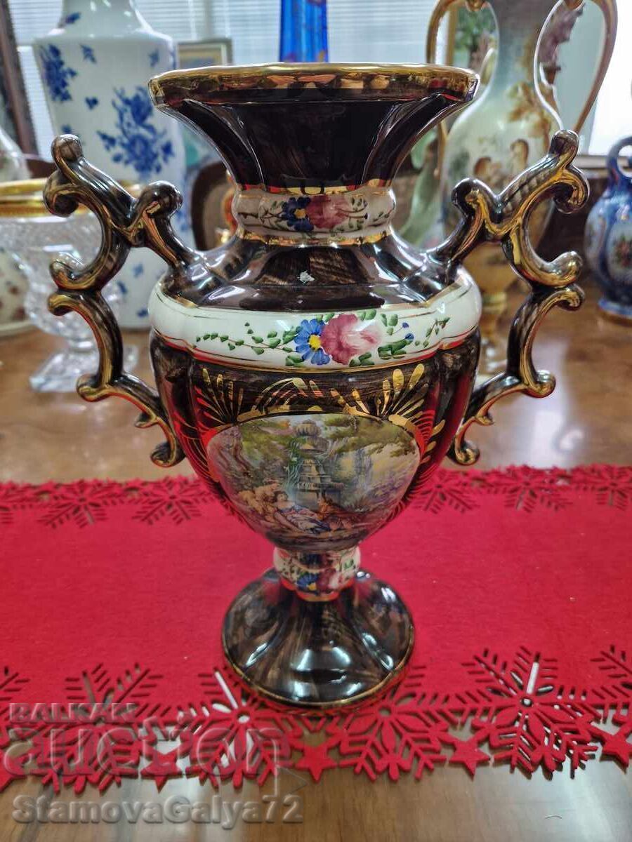 Auction Unique antique Belgian H.BEQUET porcelain vase Auction Unique antique Belgian H.BEQUET porcelain vase