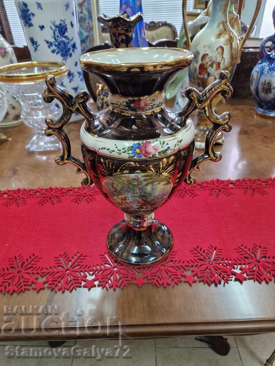 Vază antică unică din porțelan belgian H.BEQUET Vază antică unică din porțelan belgian H.BEQUET