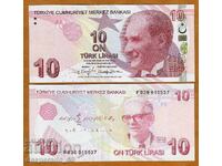 (¯`'•.¸ TURCIA 10 lire 2009 (2022) UNC ¸.•'´¯)