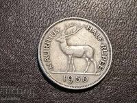 1950 Mauritius 1/2 Rupee