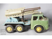 Old Russian plastic toy model rocket launcher truck