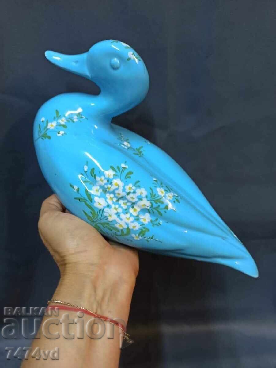 PORCELAIN LARGE DUCK WITH FLOWERS, MARKED! PORCELAIN LARGE DUCK WITH FLOWERS, MARKED!