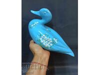 PORCELAIN LARGE DUCK WITH FLOWERS, MARKED!