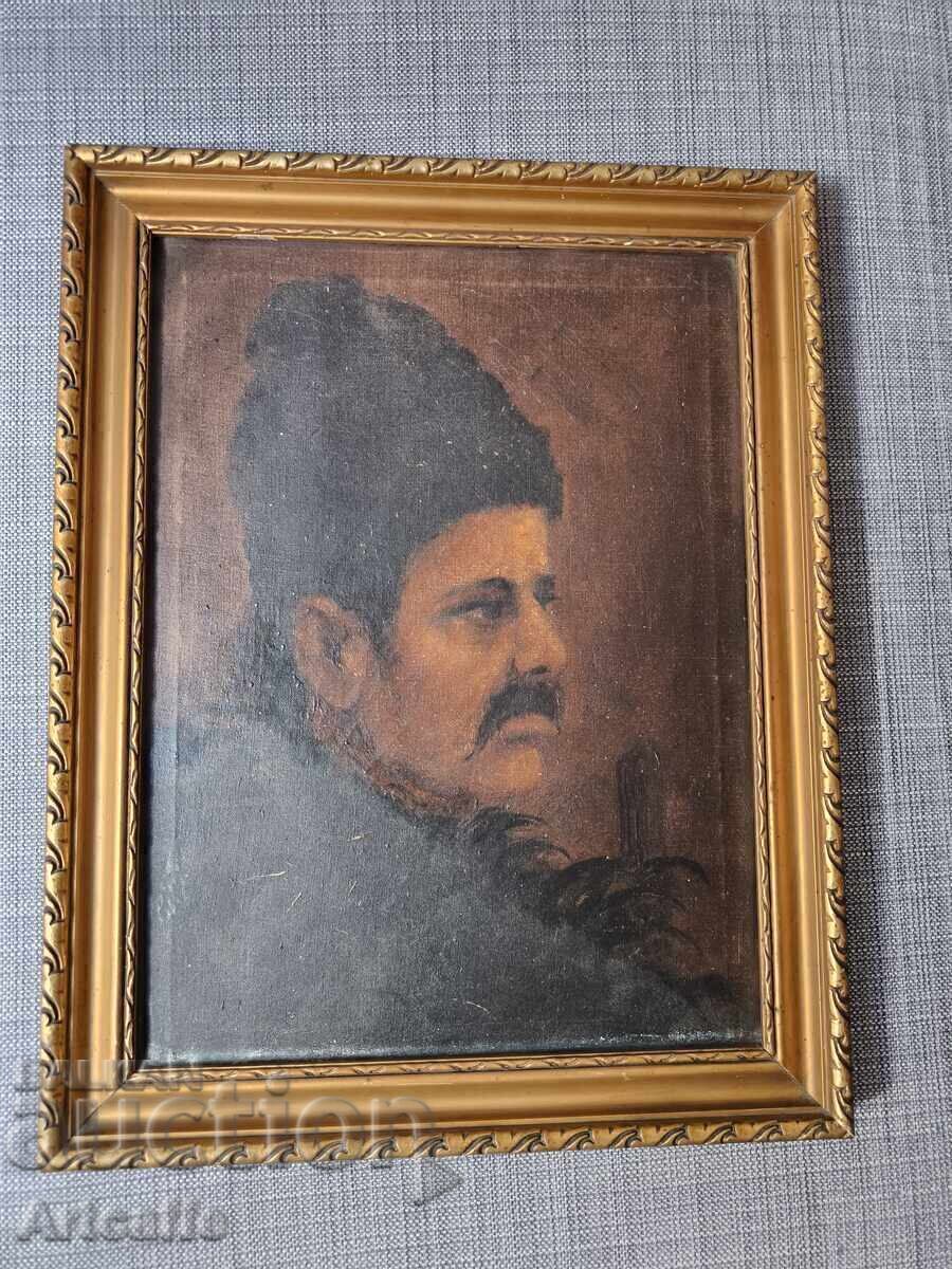 Old oil painting Shepherd Man with Hat Old oil painting Shepherd Man with Hat