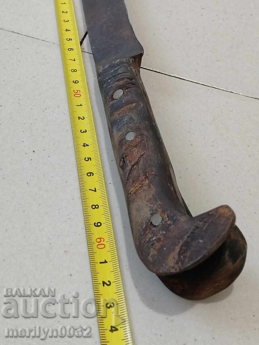 Bulgarian Damascus yataghan karakulak large knife with horn scales - 7 Bulgarian Damascus yataghan karakulak large knife with horn scales - 7