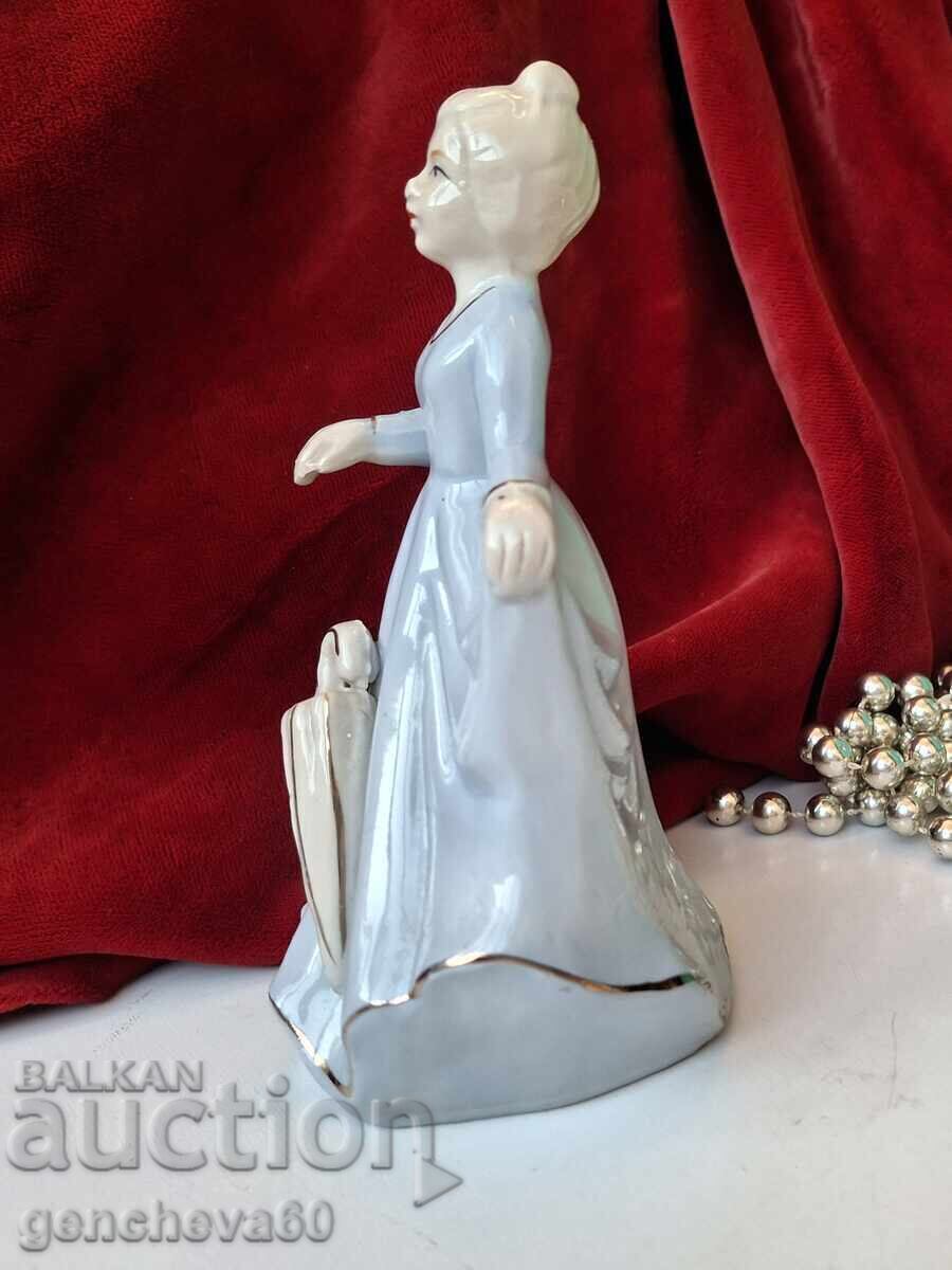 Porcelain figure of a lady with an umbrella with price 21.00 BGN | € 10.74 Porcelain figure of a lady with an umbrella with price 21.00 BGN | € 10.74