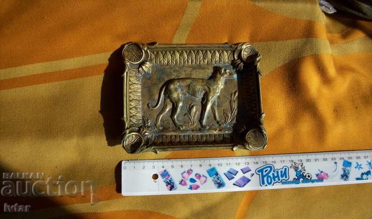 Auction Antique bronze hunter's ashtray Auction Antique bronze hunter's ashtray