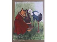 Poster, lithograph - Children's fairy tale The Fox and the Stork