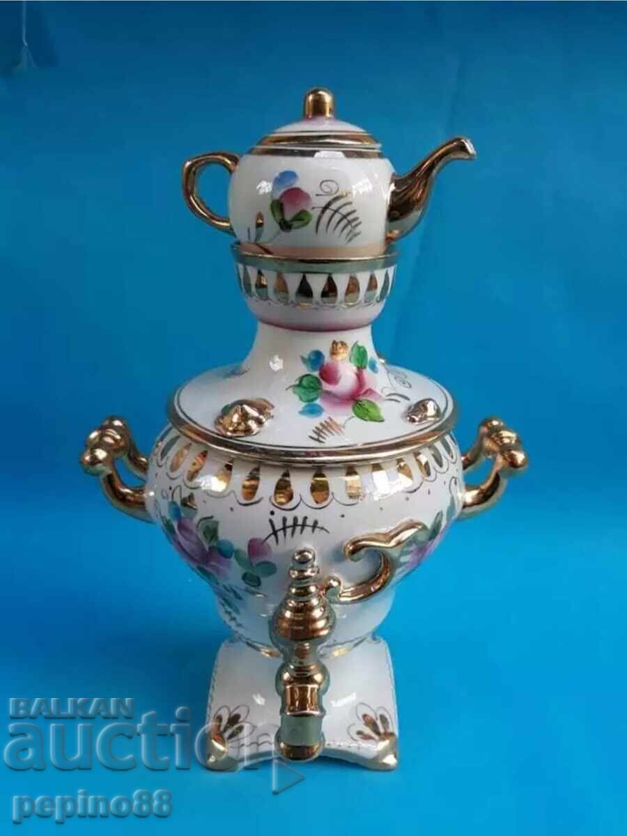 Beautiful Russian Porcelain Samovar Gzhel - 5
