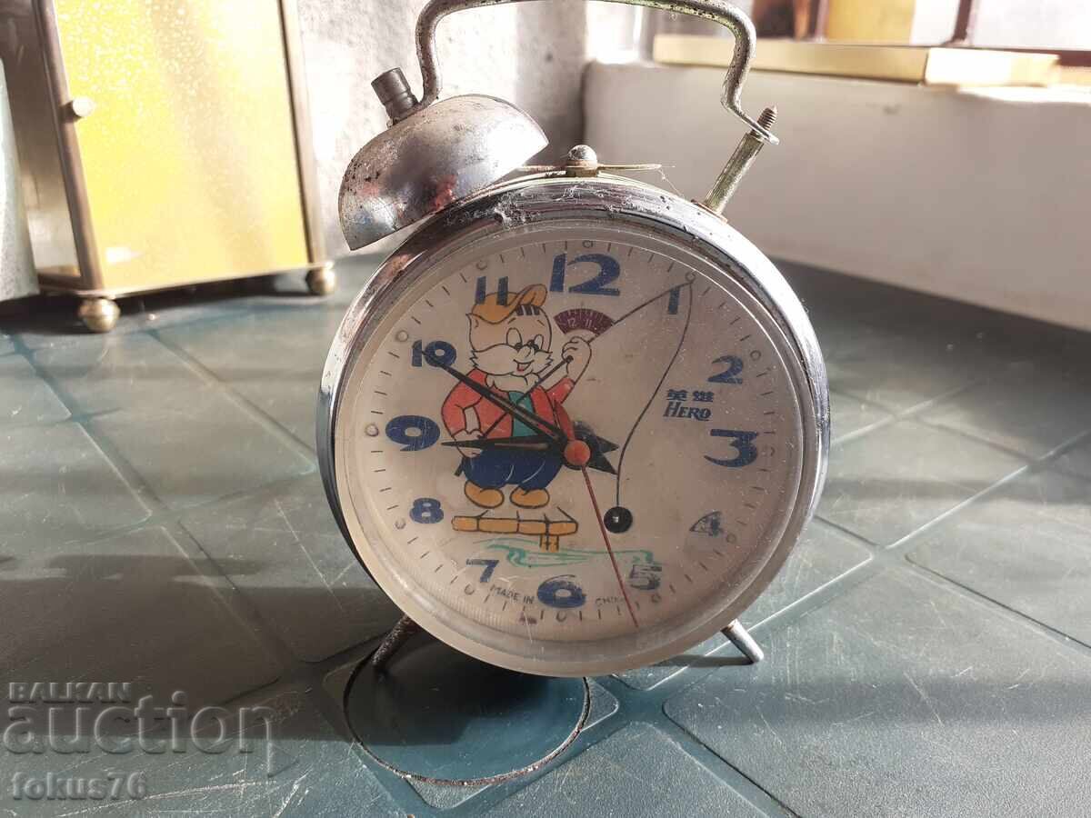 Auction Old animated Chinese alarm clock Auction Old animated Chinese alarm clock