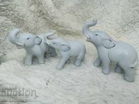 Three porcelain elephants