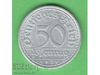 (¯`'•.¸ 50 pfennig 1921A GERMANIA ¸.•'´¯)