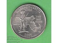 (¯`'•.¸ 25 cents 2000 P USA (Massachusetts) aUNC ¸.•'´¯)