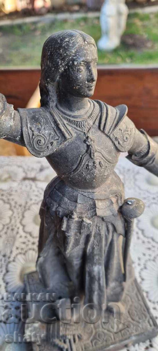 Old metal sculpture. Figure of Joan of Arc - 7 Old metal sculpture. Figure of Joan of Arc - 7