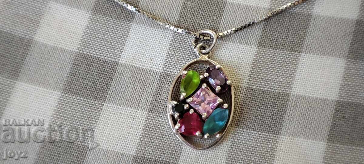 ΚΟΛΙΕ ΑΣΗΜΕΝΙΟ ΜΕ ΠΟΛΥΧΡΩΜΑ ΖΙΡΚΟΝΙΑ 3,39 γρ. / δείγμα 925 με τιμή 24.99 BGN | € 12.78 ΚΟΛΙΕ ΑΣΗΜΕΝΙΟ ΜΕ ΠΟΛΥΧΡΩΜΑ ΖΙΡΚΟΝΙΑ 3,39 γρ. / δείγμα 925 με τιμή 24.99 BGN | € 12.78